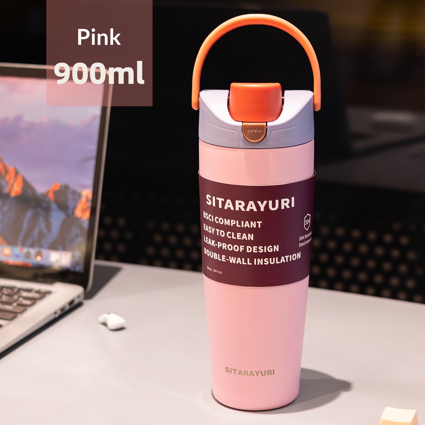 Stainless Steel Insulated Mug Large Capacity Portable For Sports — foto 8