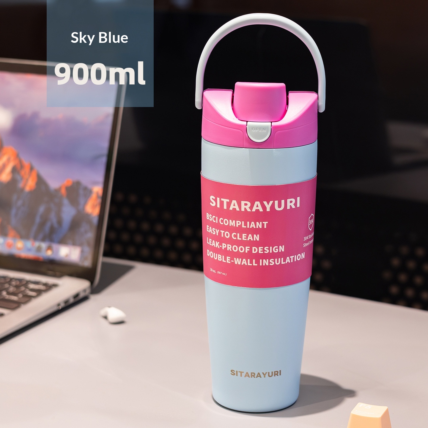 Stainless Steel Insulated Mug Large Capacity Portable For Sports — foto 11