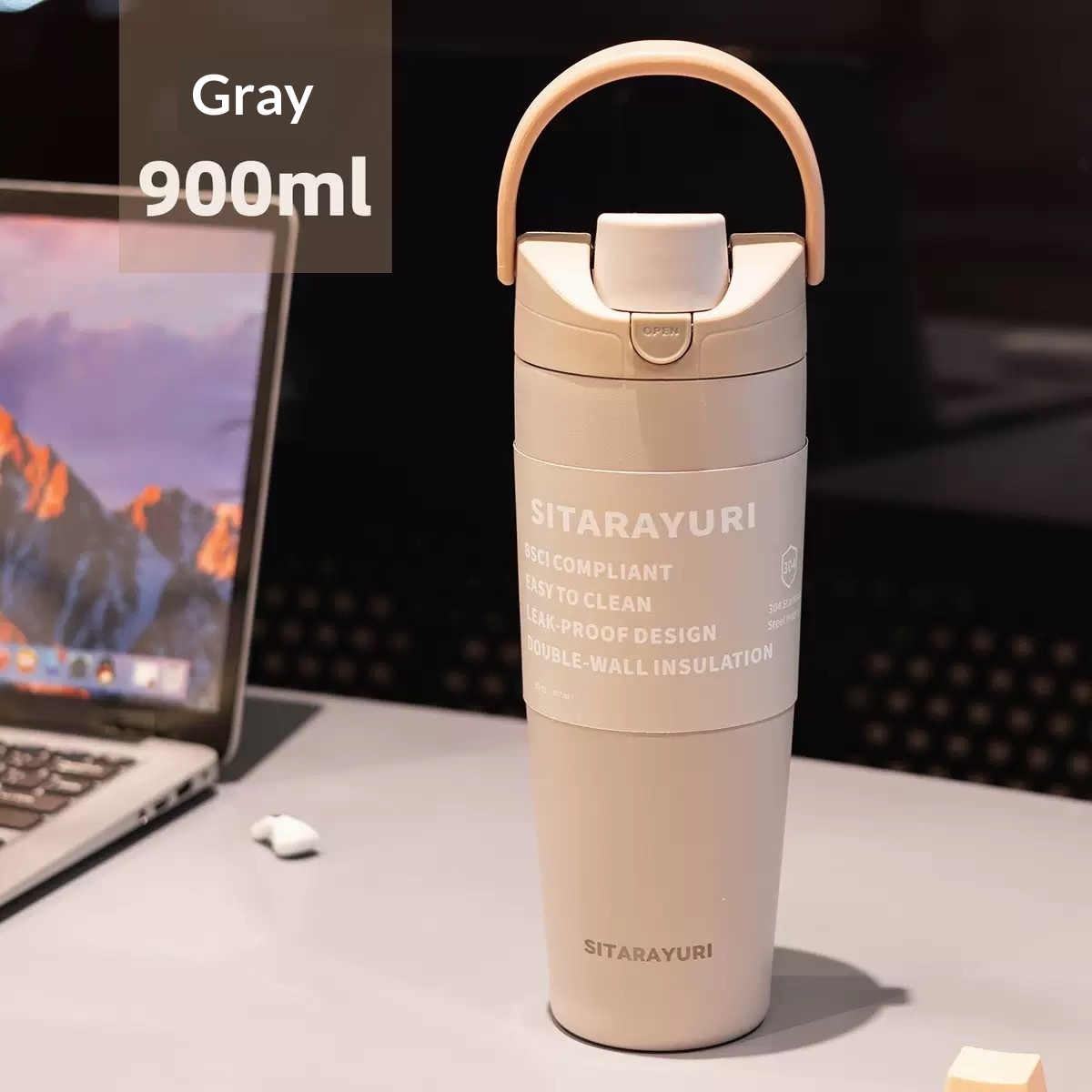 Stainless Steel Insulated Mug Large Capacity Portable For Sports