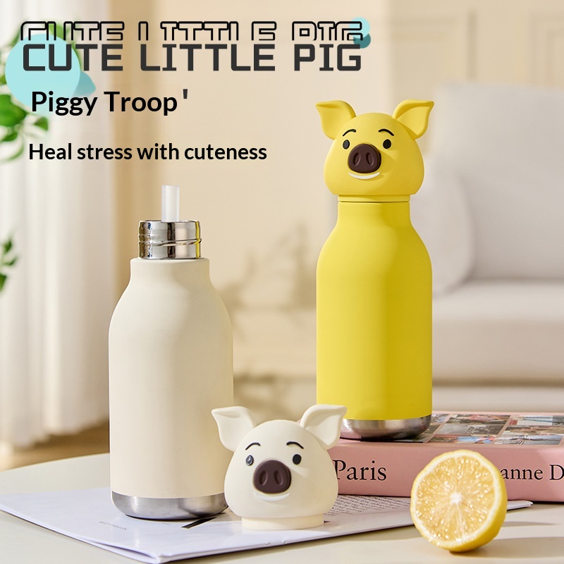 Stylish Little Pig Childrens Cartoon Cute 304 Stainless Steel Insulated Cup — foto 2