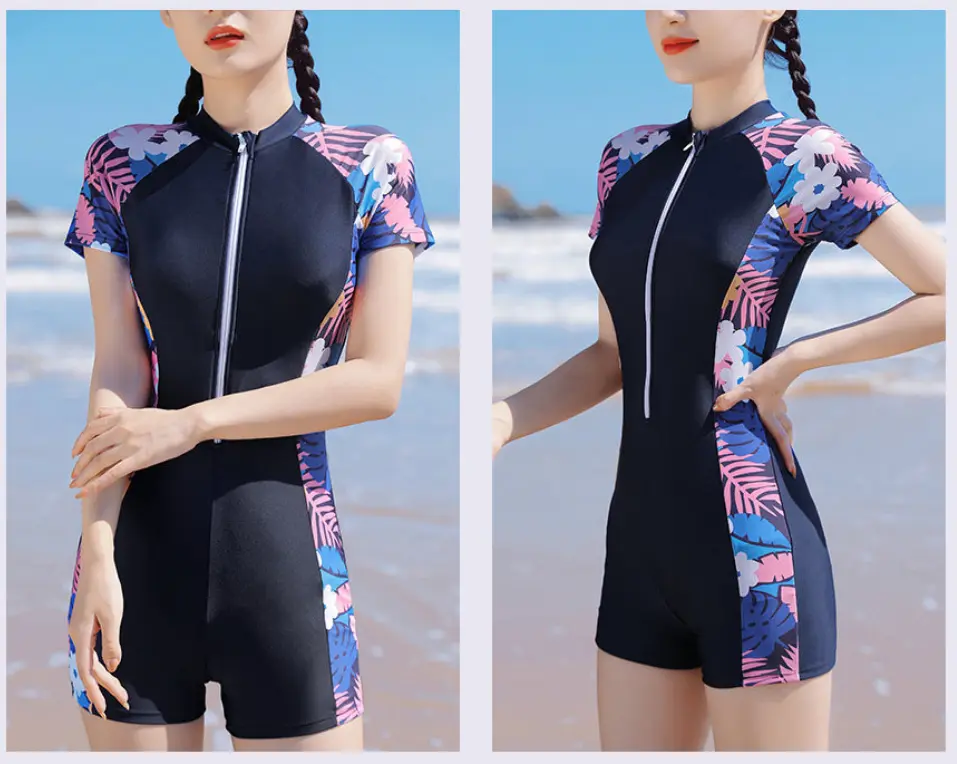 Womens Short-sleeve One-piece Swimsuit