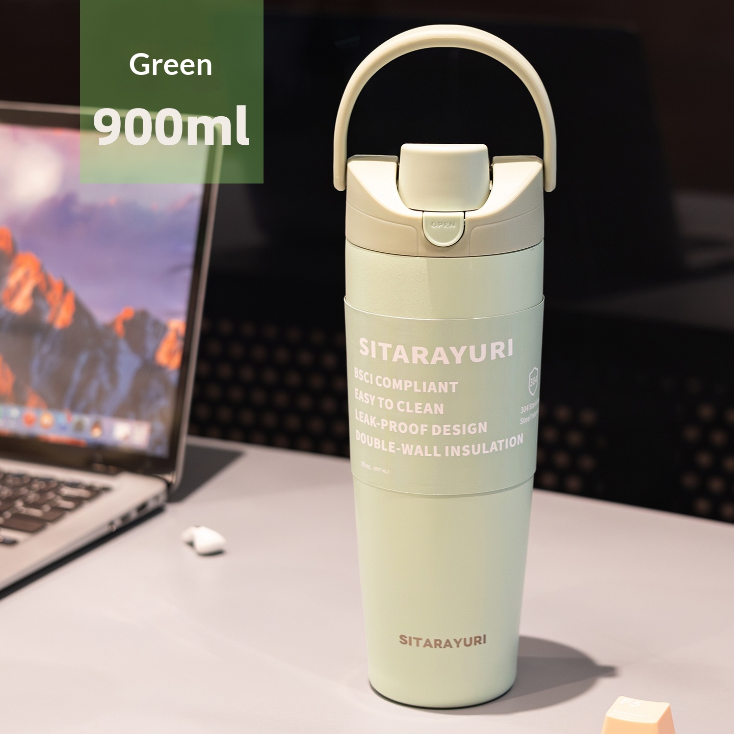 Stainless Steel Insulated Mug Large Capacity Portable For Sports — foto 12