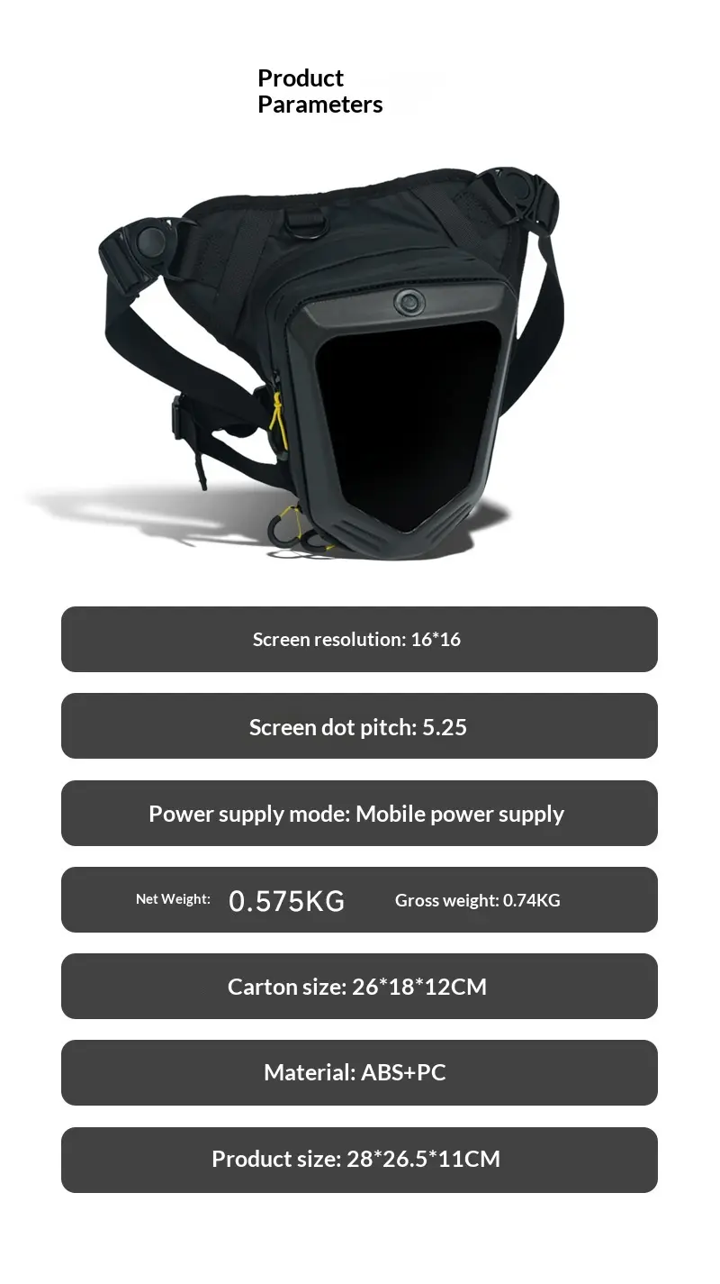 DIY Pixel-Style Screen Single-Shoulder Crossbody Cycling Leg Bag