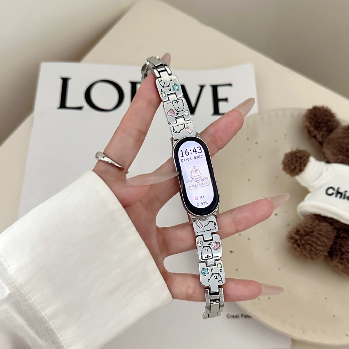 Capybara Themed Colored-diamond Metal Watch Bracelet 8