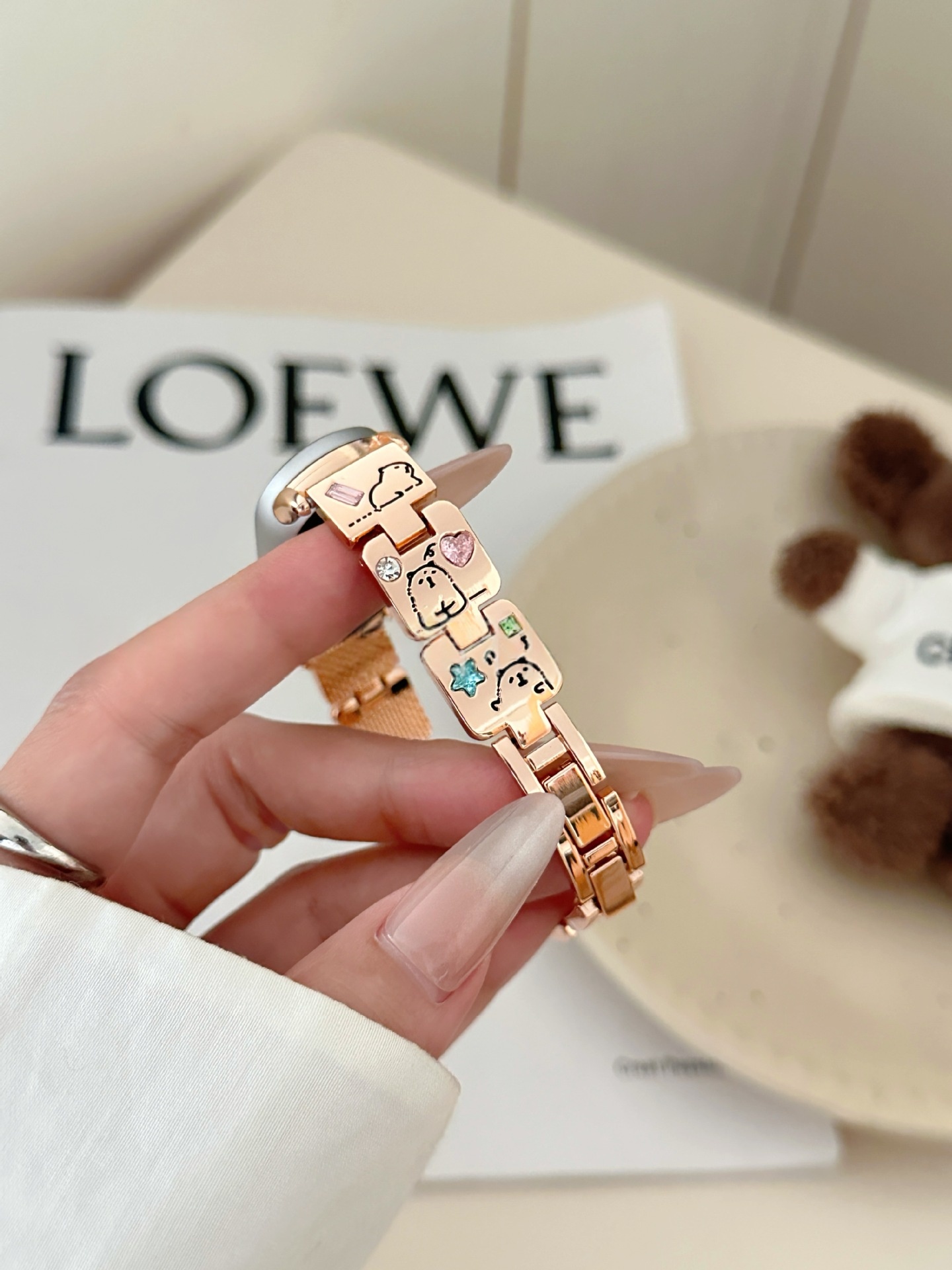 Capybara Themed Colored-diamond Metal Watch Bracelet 6