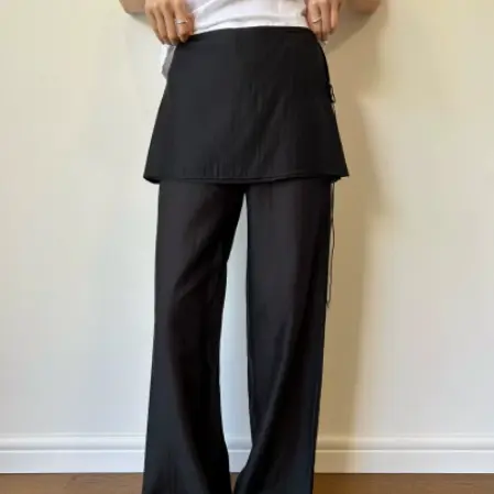 Side-lace High-waisted Slimming Wide-leg Casual Culottes