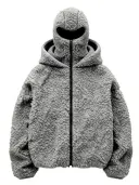 Double-hooded Cardigan Fleece Thermal Sweatshirt view 5