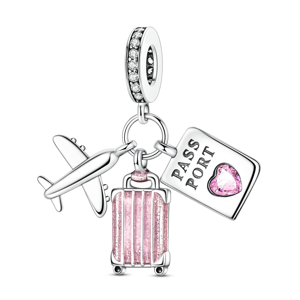 Travel-themed Airplane Suitcase And Camera Charm Pendant