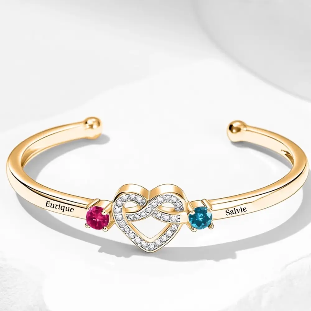 Love Studded Diamond Birthday Stone Carving Name Bracelet