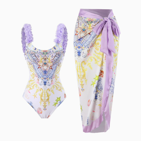 Fashionable Petal-print One-piece Swimsuit