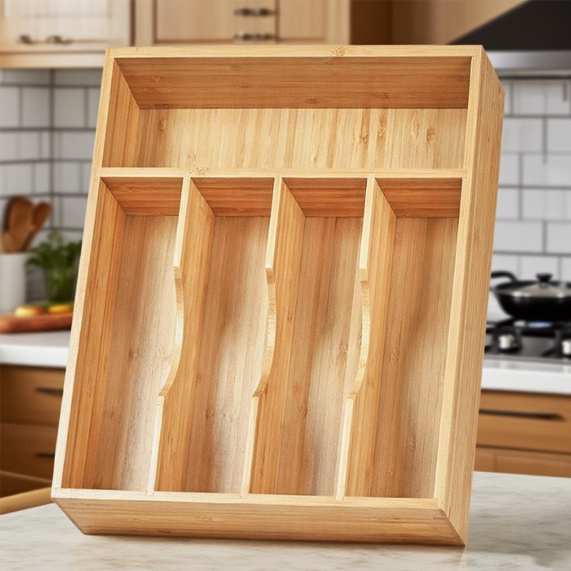 Wooden Minimalist Home Kitchen Drawer Organizer Box