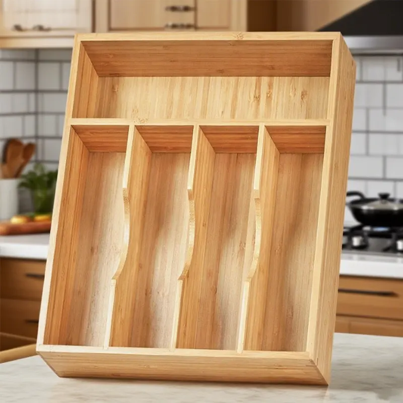 Wooden Minimalist Home Kitchen Drawer Organizer Box