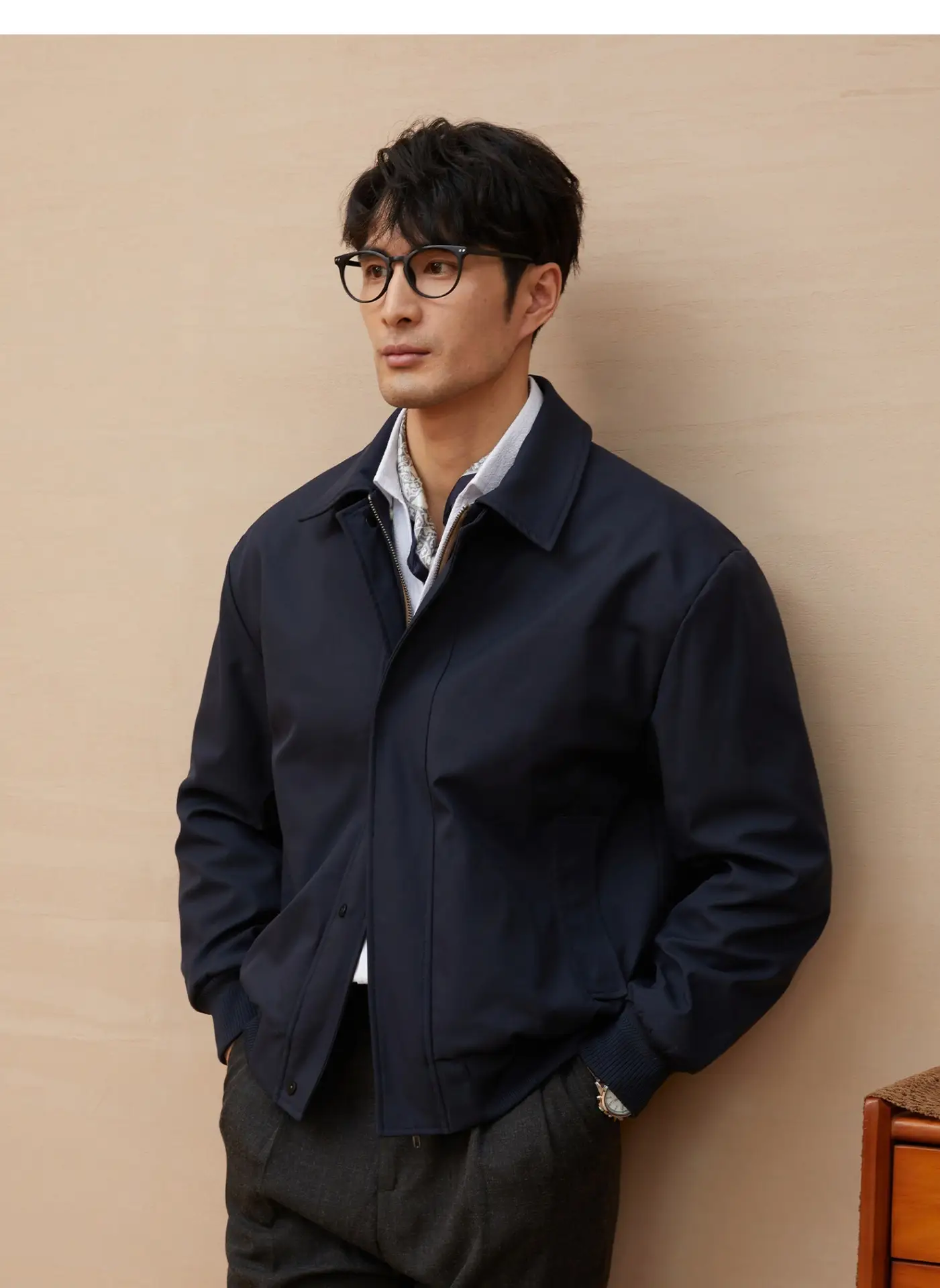 Mens Retro Solid-Color Loose-Fit Lapel Jacket