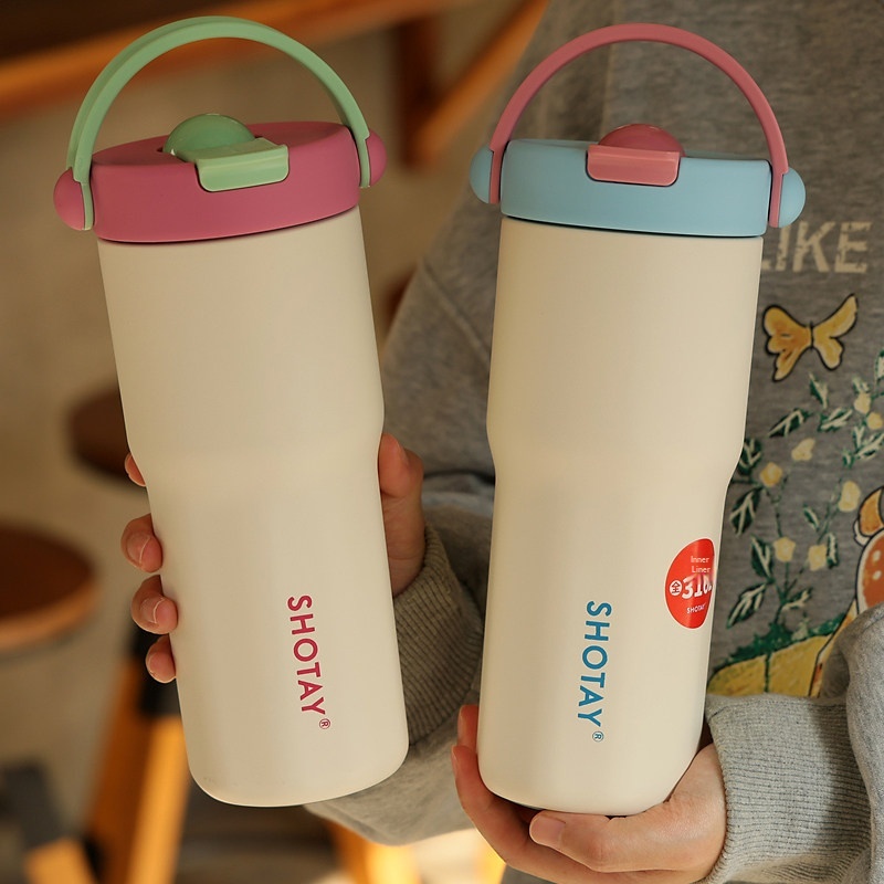 New Car Water Cup 316L Stainless Steel Straw Cup For The Office Desk