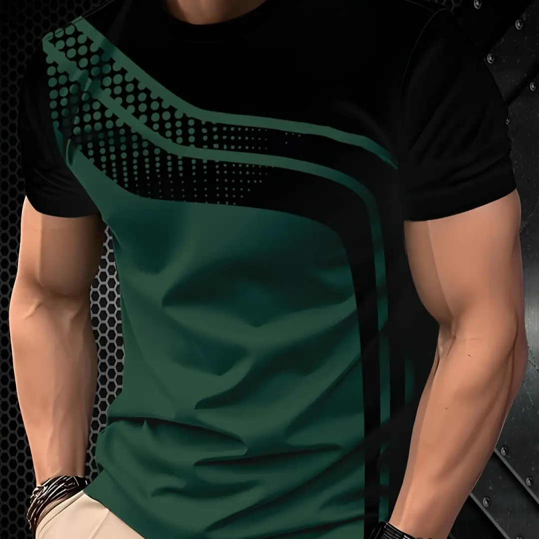 Mens Fashionable And Trendy Striped Short-sleeved Shirt