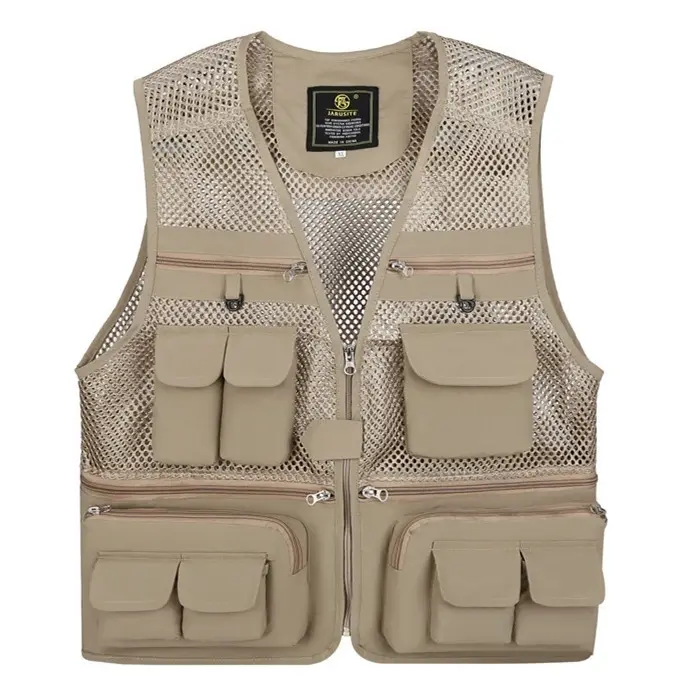 Fishing Vest Breathable Fishing Travel Mesh Vest With Zipper Pockets Summer Work Vest For Outdoor Activities