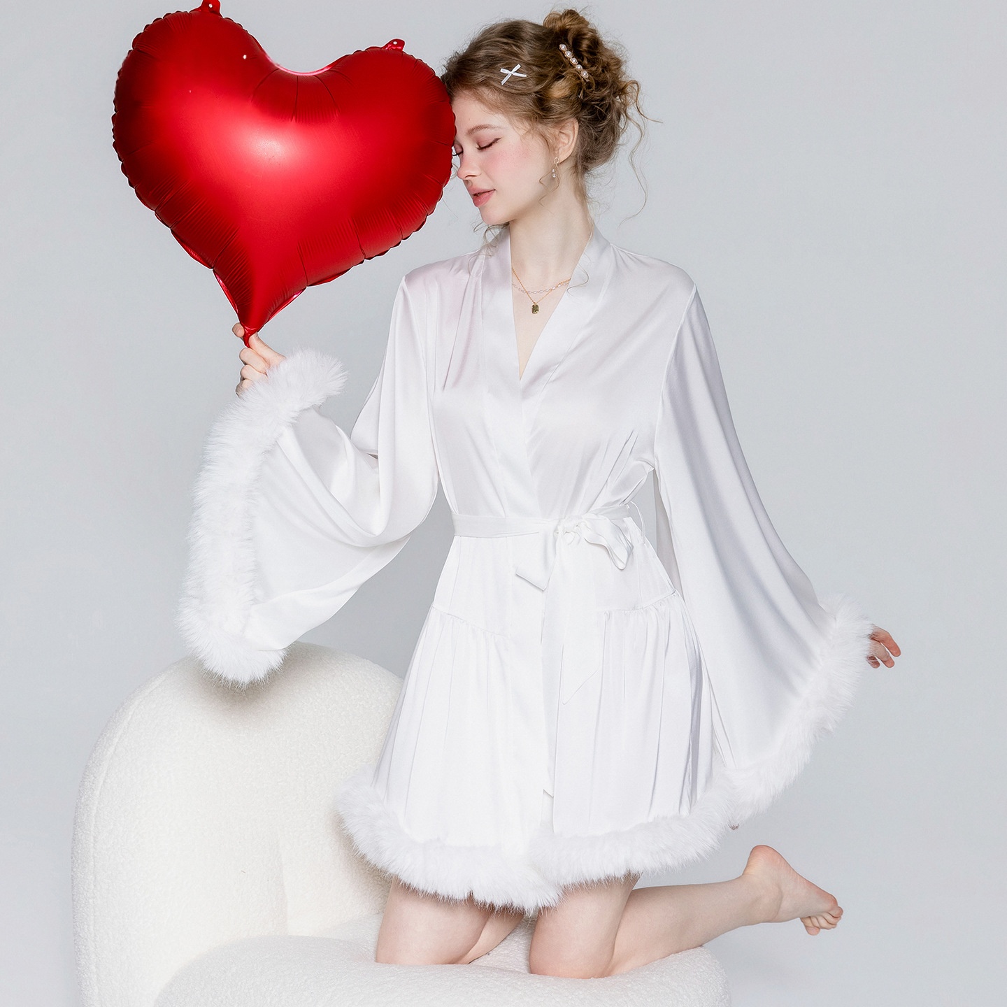 Loose And Comfortable Belted Cardigan Robe Nightgown