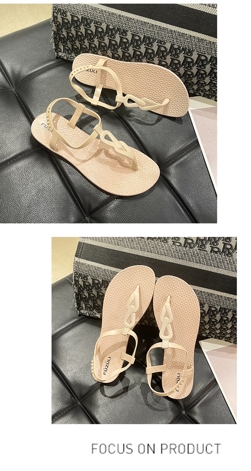 Flat buckle sandals buckle close-up