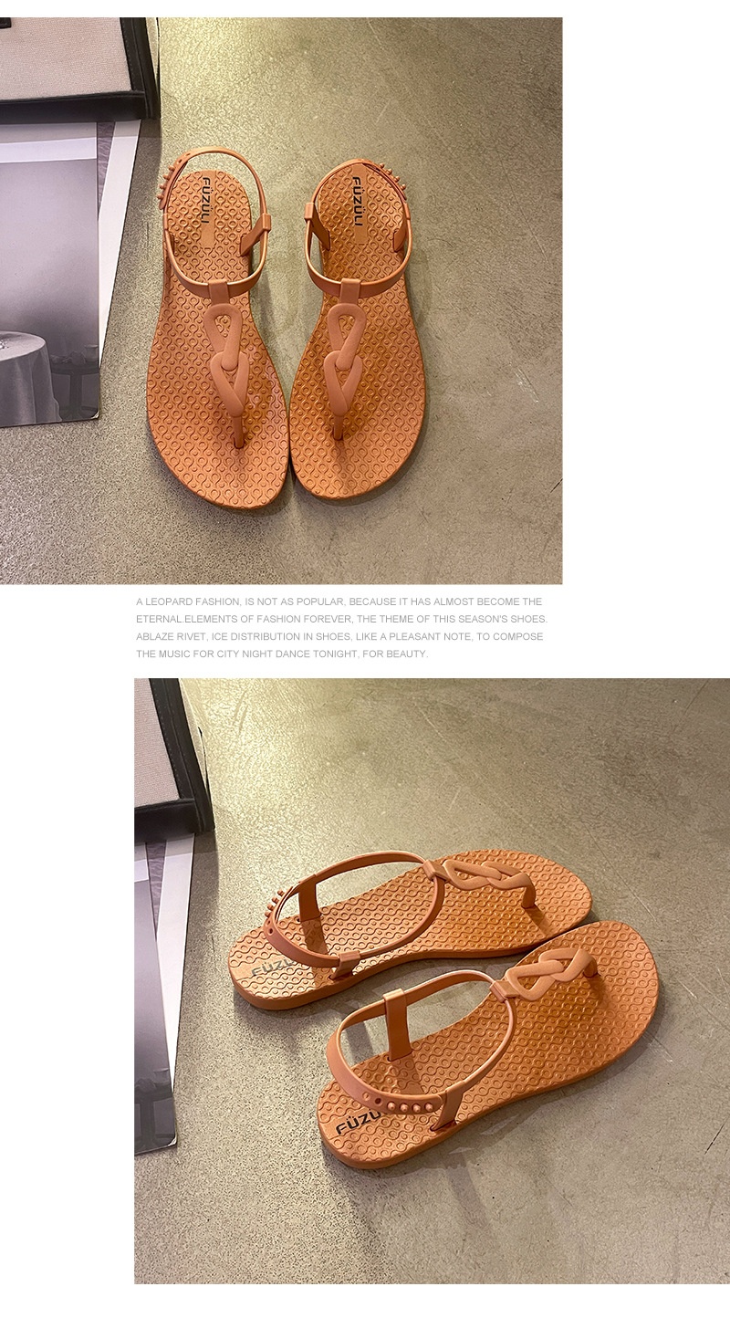 Flat buckle sandals top view and strap detail