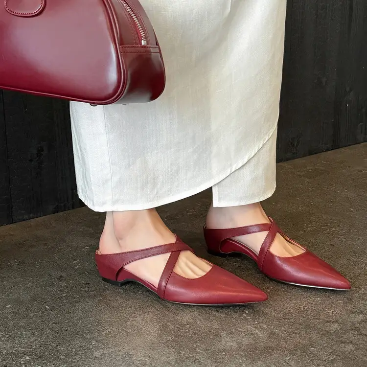 Pointed-toe Closed-toe Mules Outdoor Wedge Sandals For Women