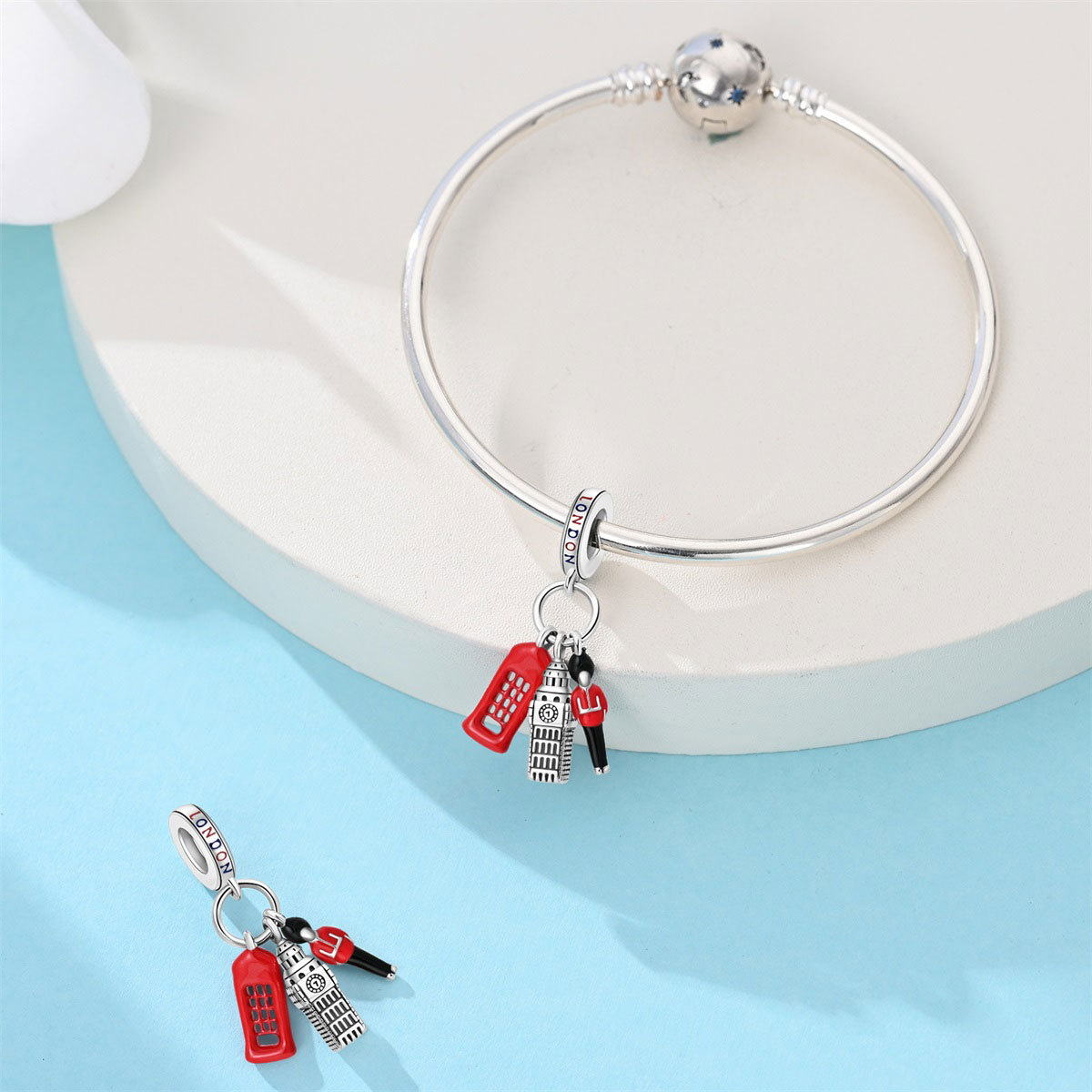 London Big Ben Charm Silver-Plated Bead
