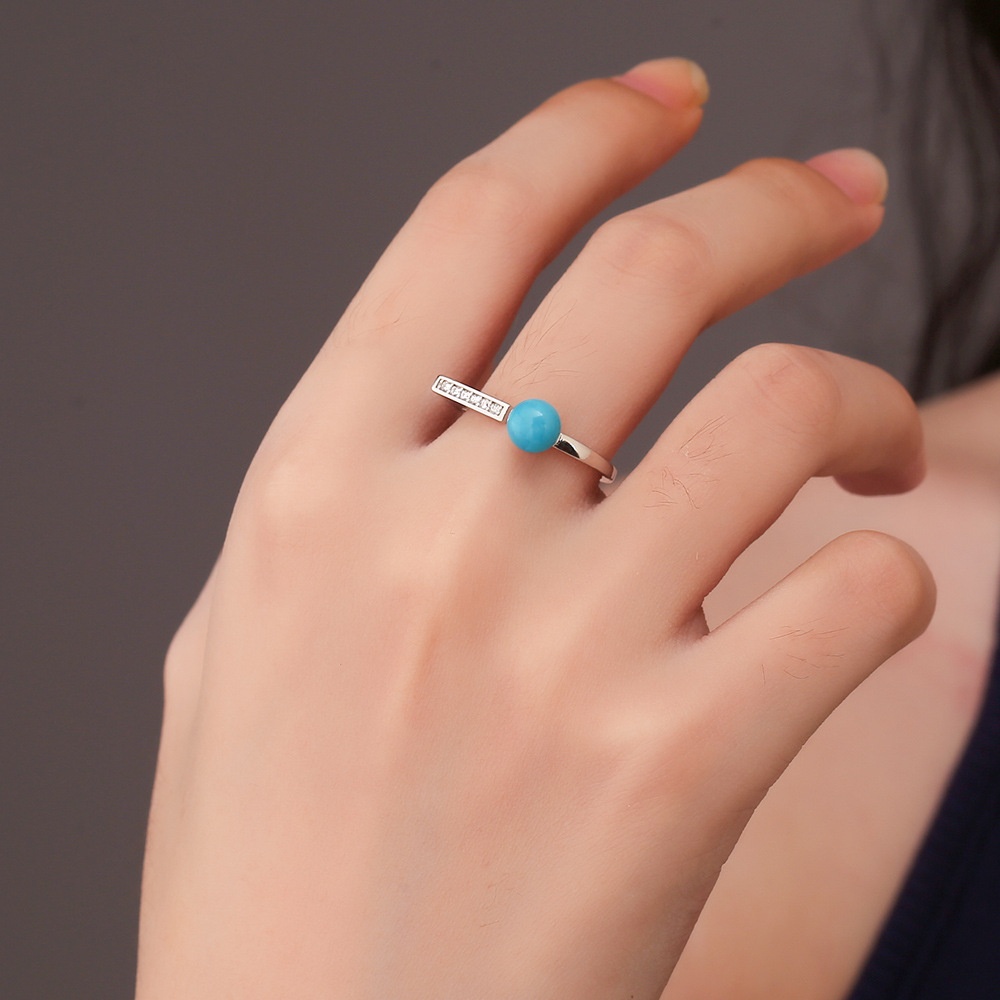 Turquoise Geometric Ball Ring, picture 2 of 4