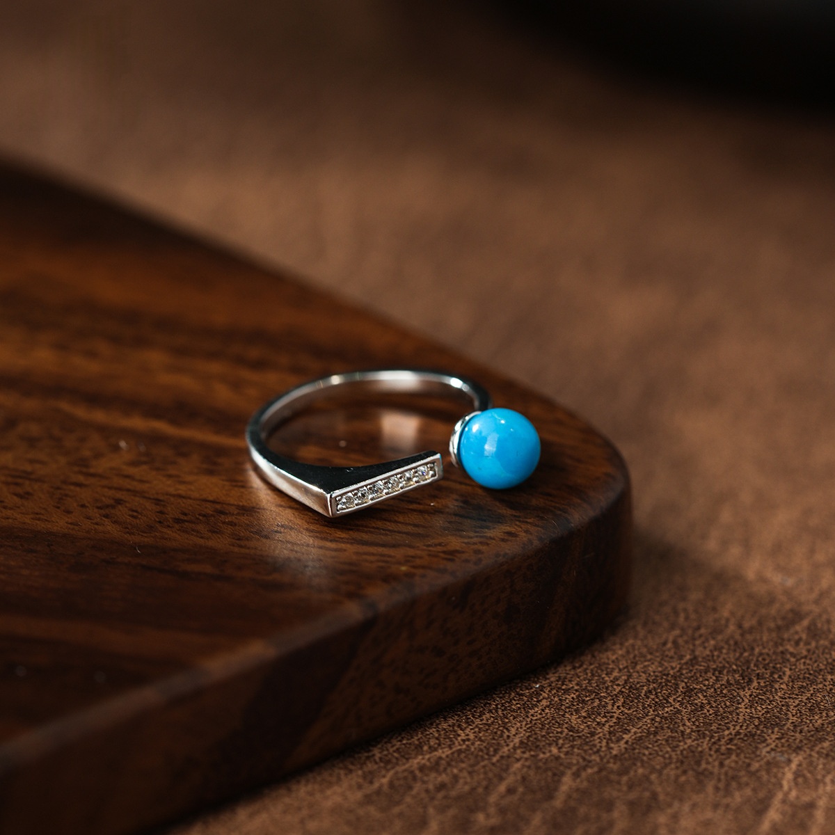 Turquoise Geometric Ball Ring, picture 3 of 4