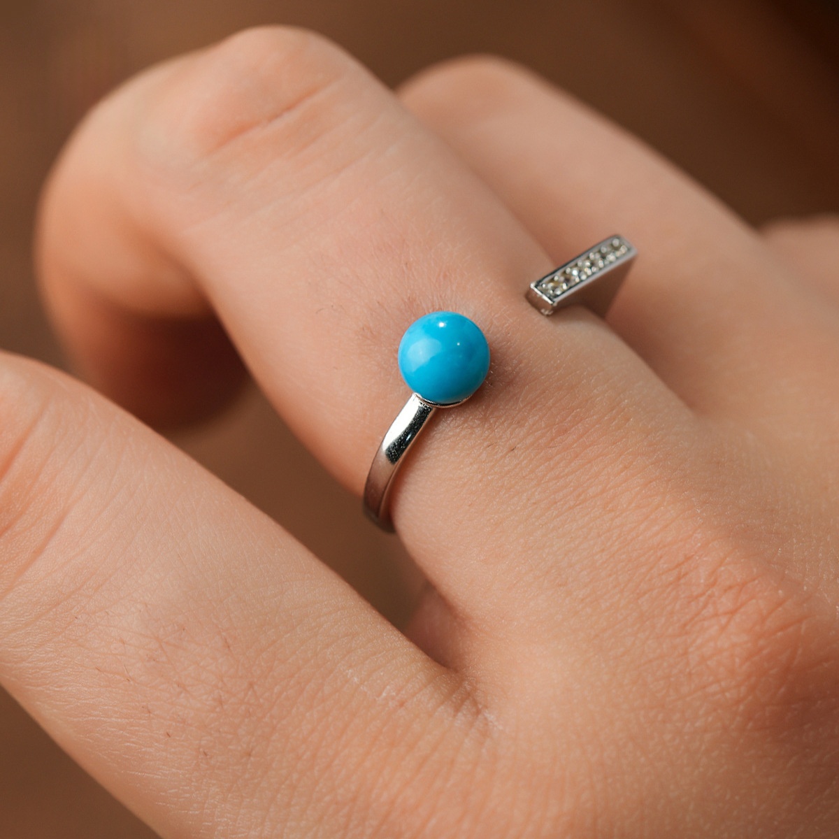 Turquoise Geometric Ball Ring