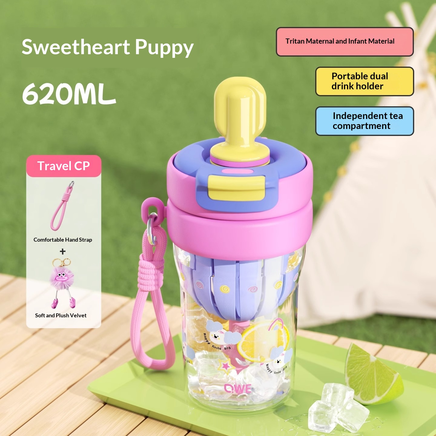 New Portable Plastic Drinking Cup With A Straw Perfect For School