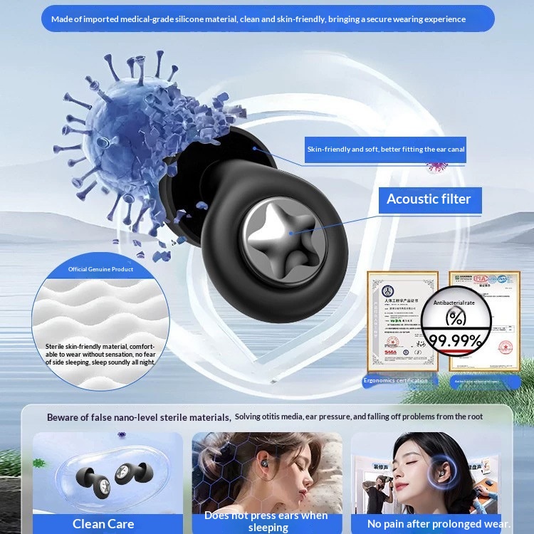 Dual-core Noise-canceling Sleep Earplugs Made Of Silicone That Remains Comfortable Even During Prolonged Wear