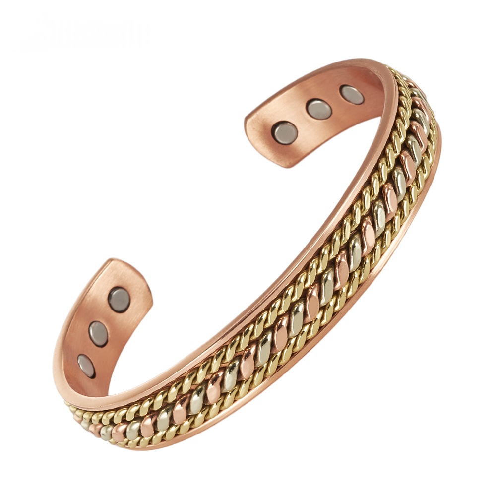 Twisted-pattern Magnetic Adjustable Red Copper Bracelet