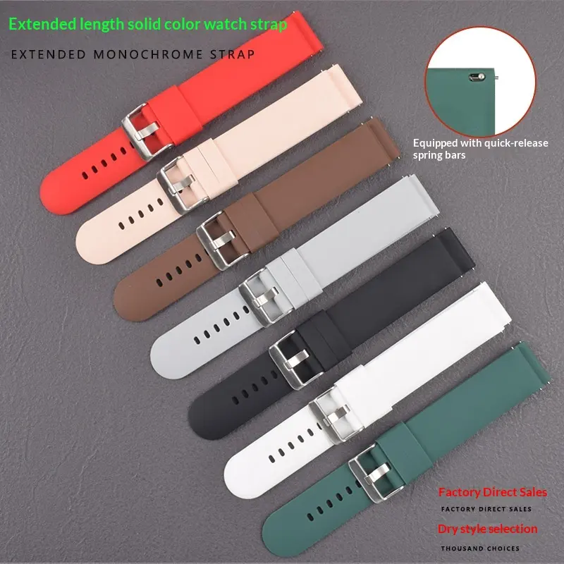 Extended-length Solid-color Silicone Watch Strap