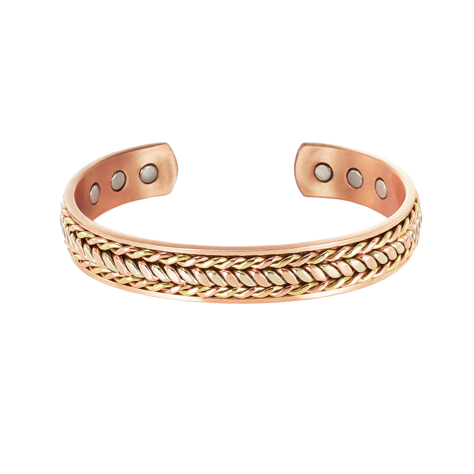 Twisted-pattern Magnetic Adjustable Red Copper Bracelet