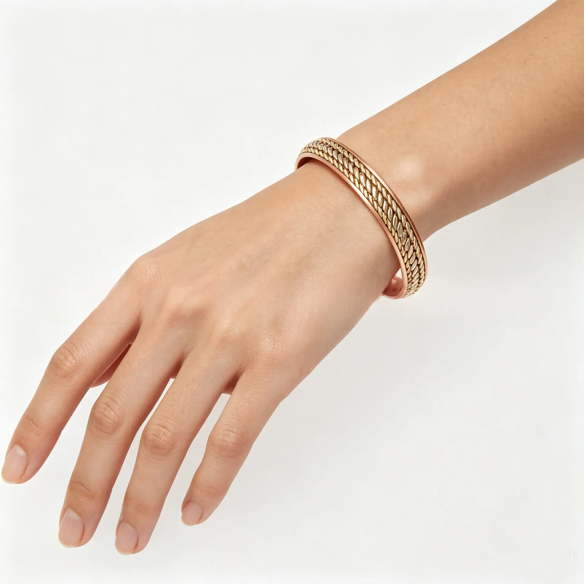 Twisted-pattern Magnetic Adjustable Red Copper Bracelet
