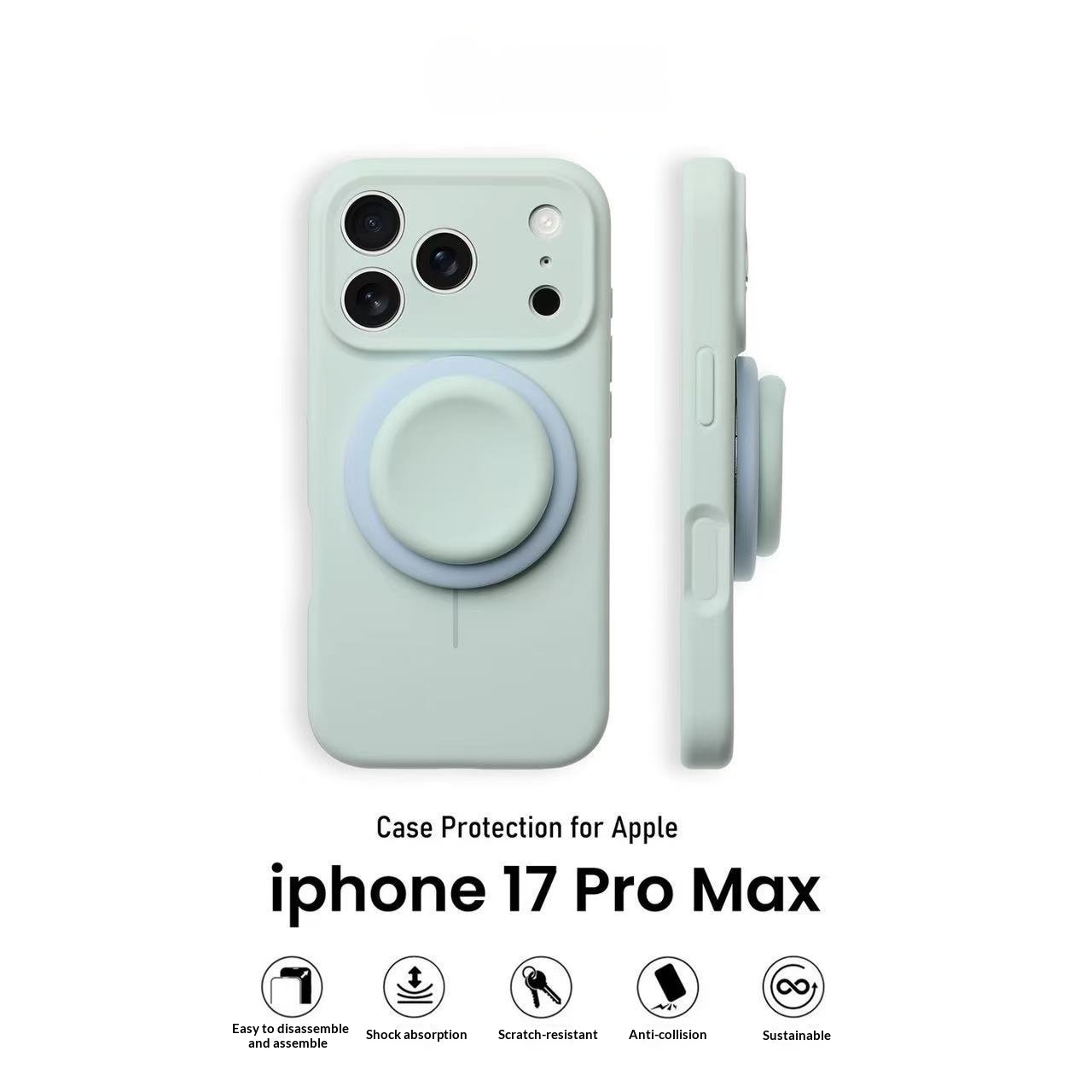 Light Blue Liquid Precise-Hole Magnetic Suction Holder Compatible Phone Case 7