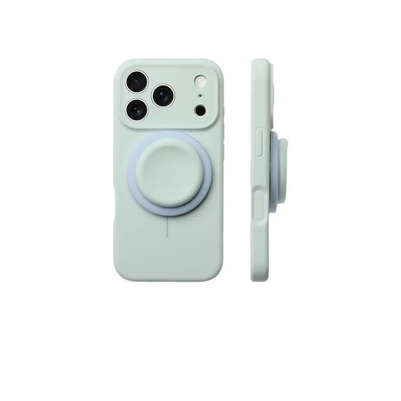 Light Blue Liquid Precise-Hole Magnetic Suction Holder Compatible Phone Case
