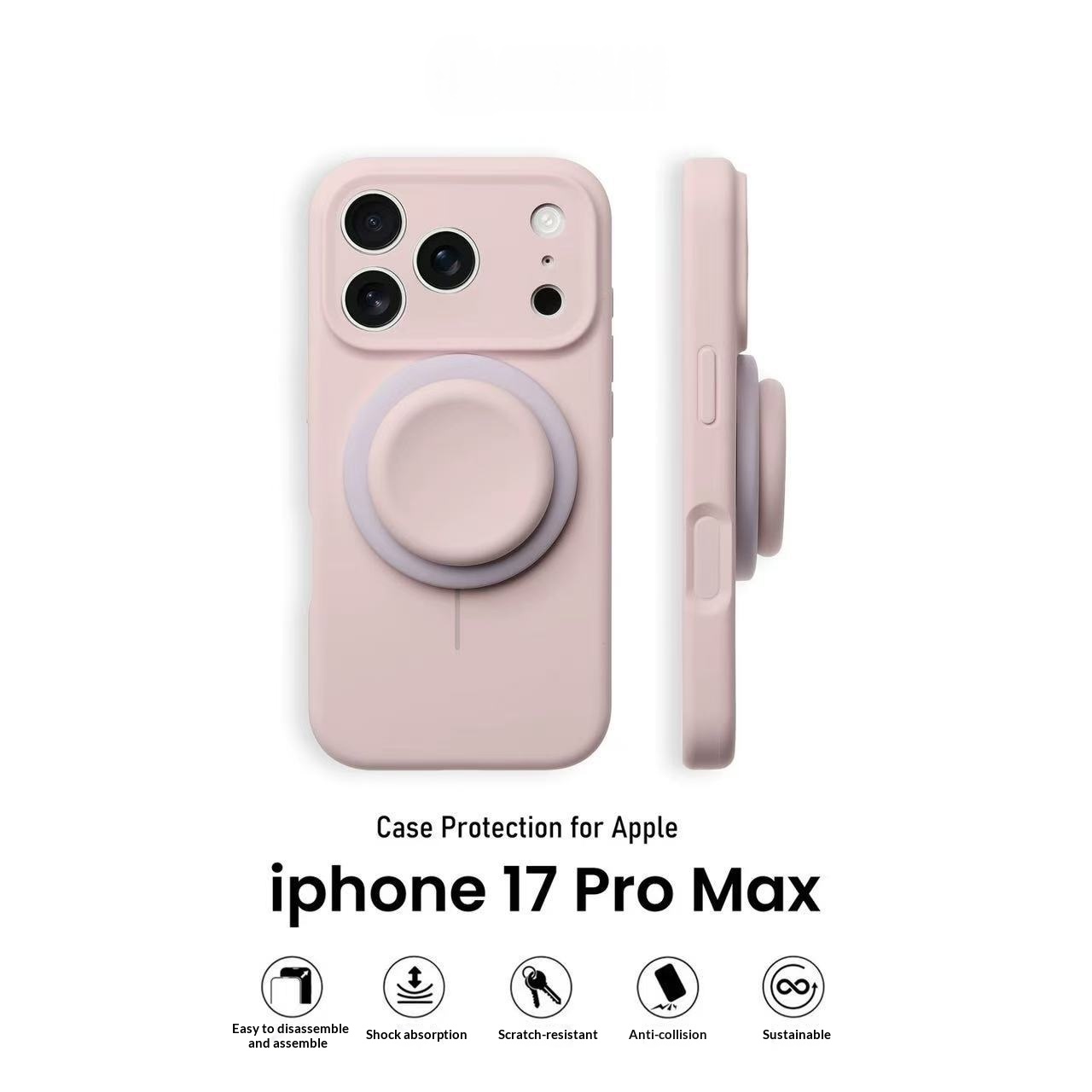 Light Blue Liquid Precise-Hole Magnetic Suction Holder Compatible Phone Case 4