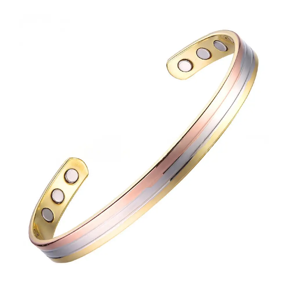 Womens Striped Solid Copper Bracelet
