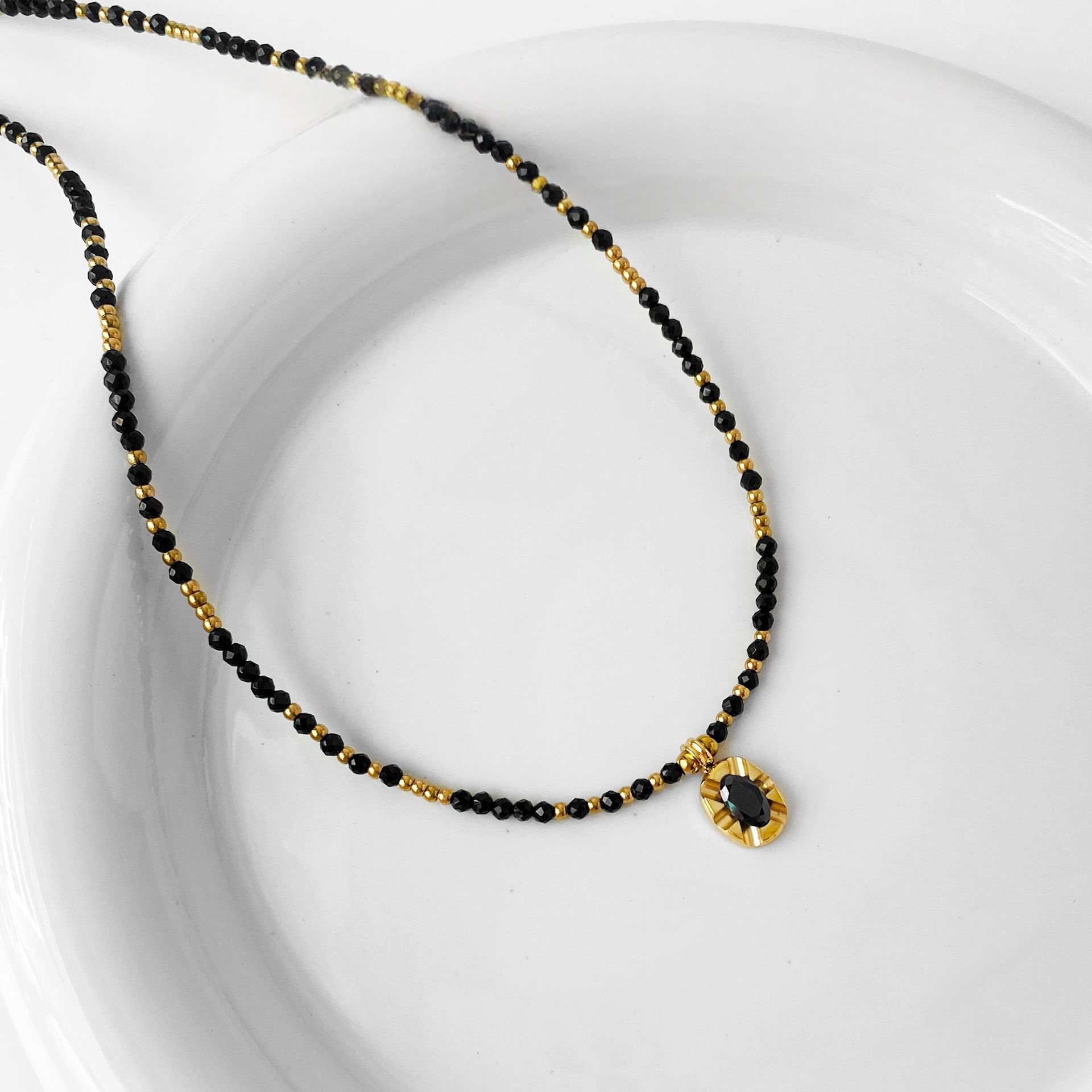 Black Spinel Beaded Necklace