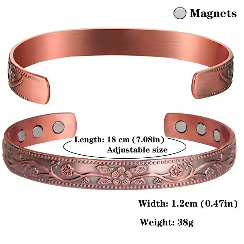 Pure Copper Magnetic Bracelet Men Arthritis Adjustable Magne