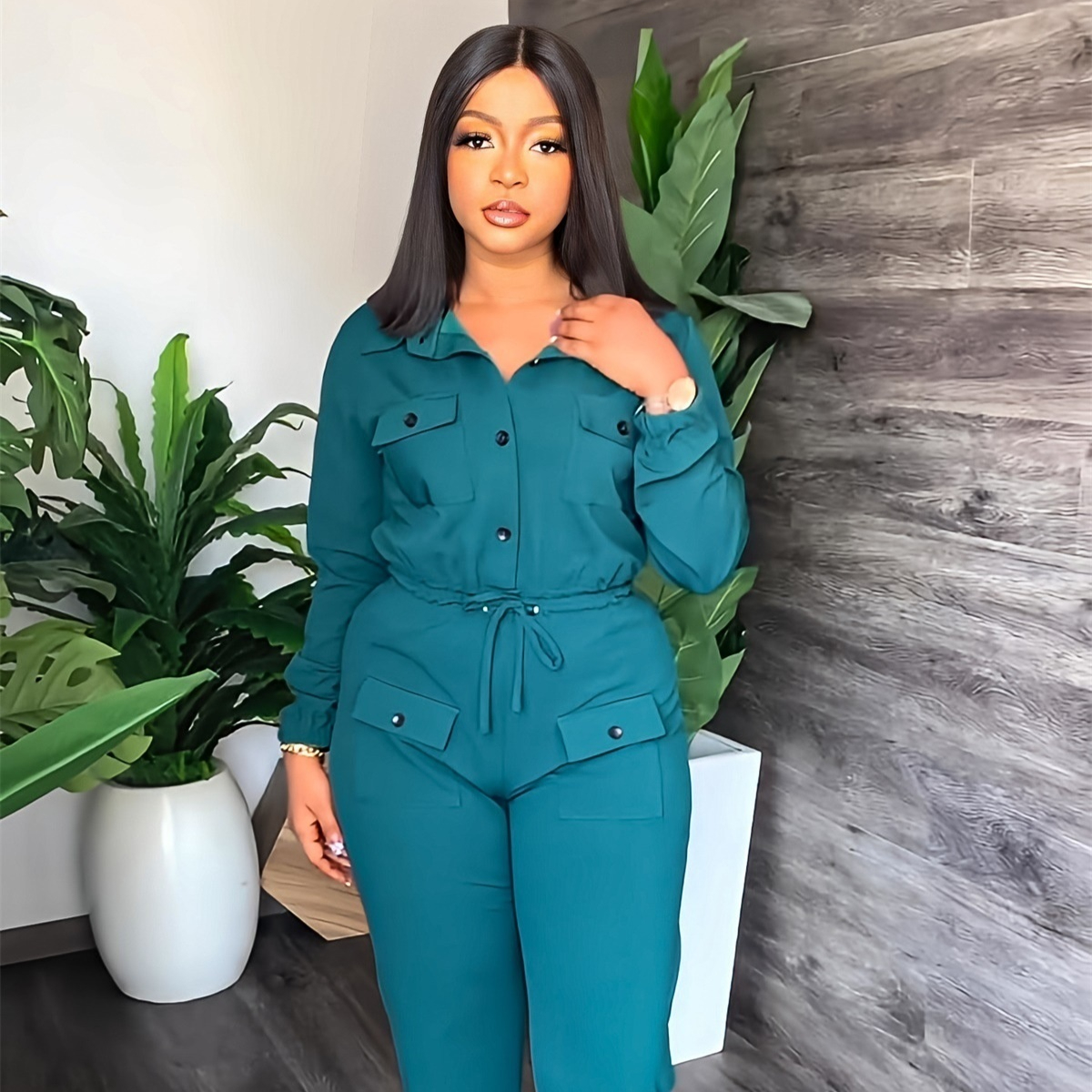 Womens Commuter Workwear Leg-constricting Jumpsuit