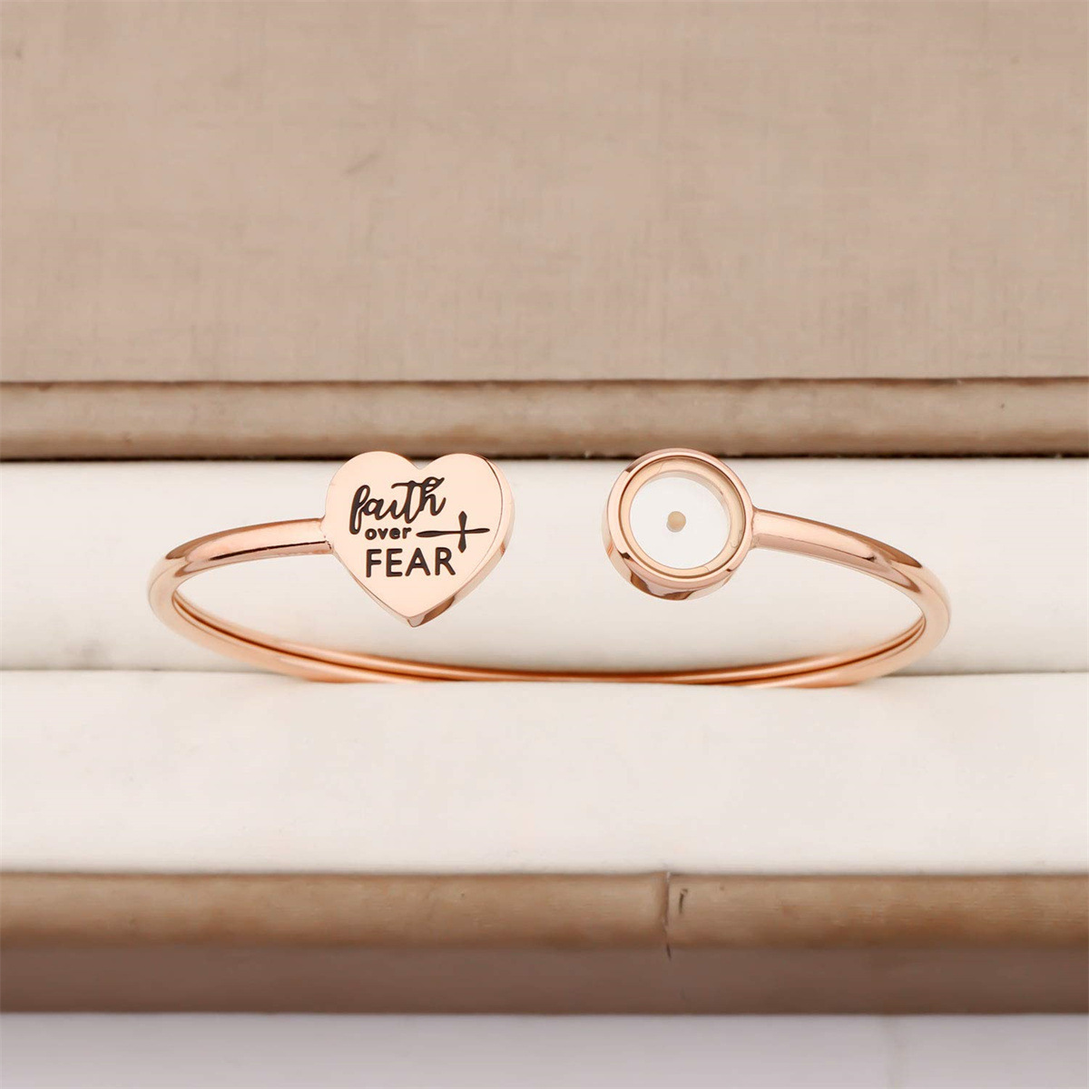 Stainless Steel Heart-Shaped Open-End Bracelet