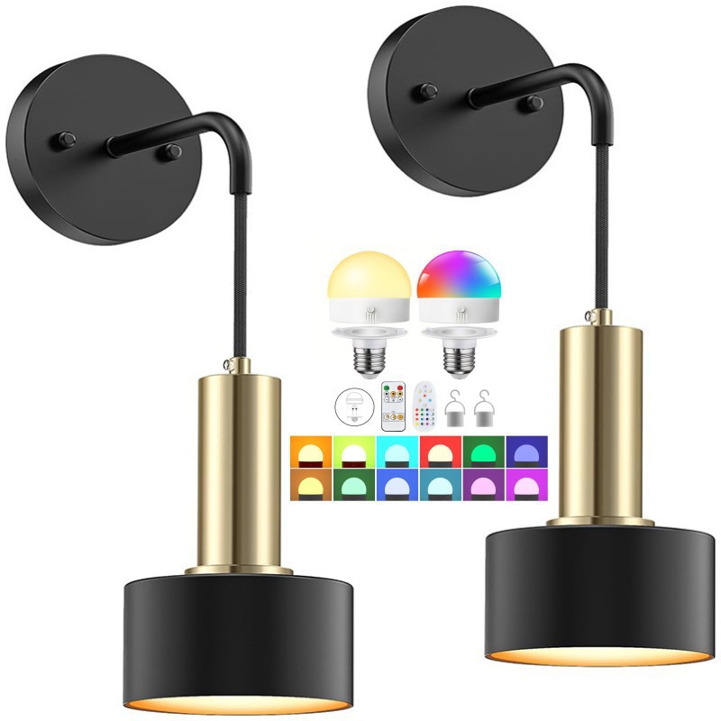Wireless Battery-Powered RGB Remote-Controlled Wall Lamp For The Bedroom