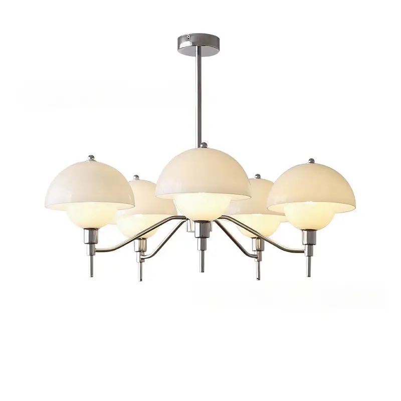 White Cream Mushroom Living Room Chandelier Mid-century Lamp