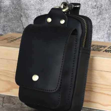 Retro Top Layer Cowhide Phone Bag, Crazy