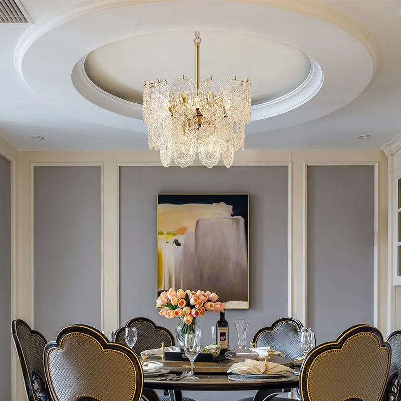Affordable Luxury Glass Chandelier Metal And Glass Flush-mount Pendant Light Fixture