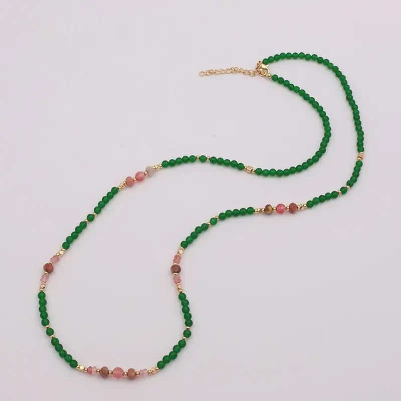 New Chinese-style Green Chalcedony Long Necklace For Women