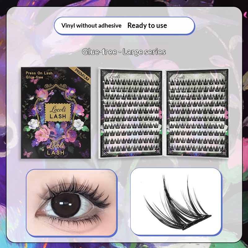 Self-adhesive Glue-free False Eyelashes 200 Clusters Segmented Black-tipped Lashes With Tweezers
