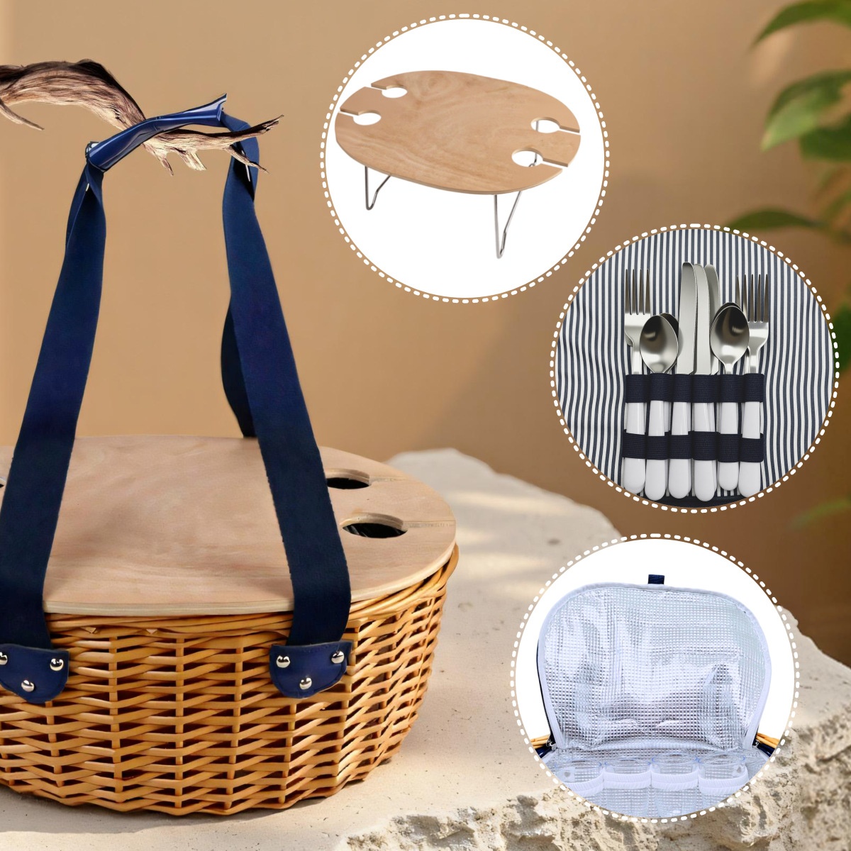 Outdoor Cutlery Picnic Basket American Style