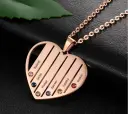 A Personalized Hollowed-out Heart-shaped Diamond Necklace With 4 Diamonds That Can Be Engraved view 6